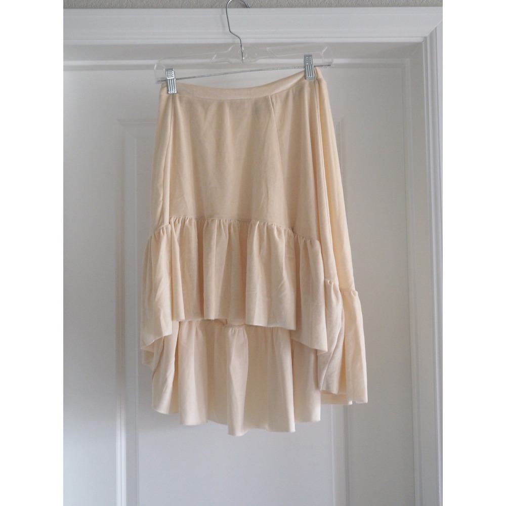 Joyfolie High Low Cream Velvet Tiered Ruffle Skirt Size 12 Excellent Fancy